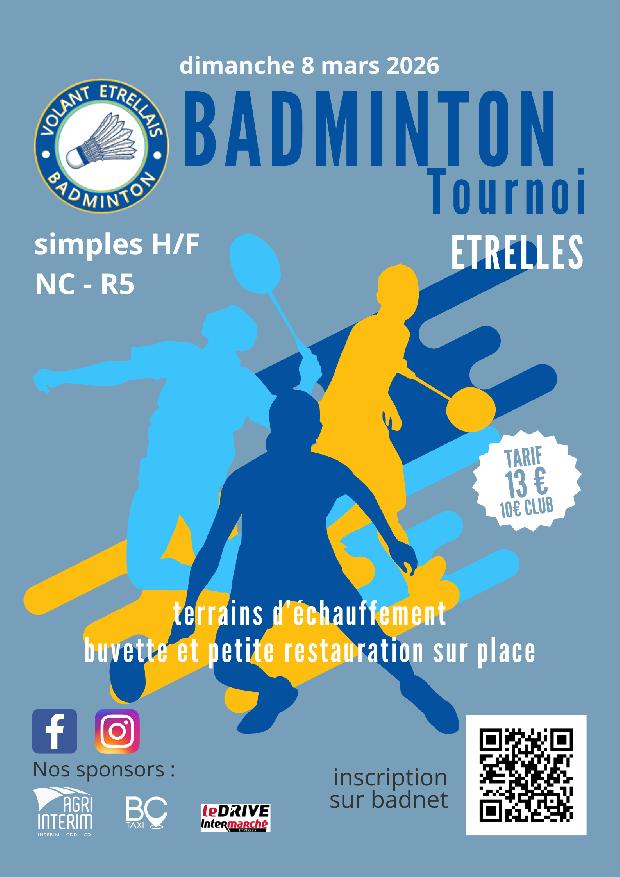 Tournoi Senior du Volant Etrellais 2026